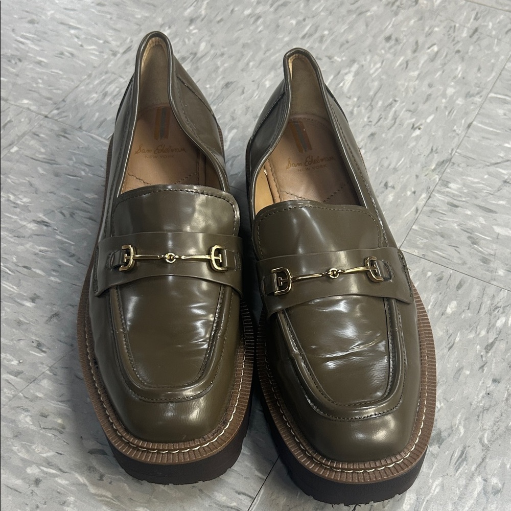 Sam Edelman Grey Green Lug Soled Loafer SZ 9.5